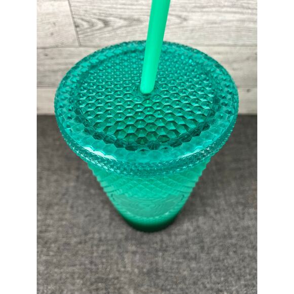 Starbucks 2022 WAXBERRY Green Mint STUDDED Ombré Tumbler Grande NEW Holiday Cup - Picture 3 of 7